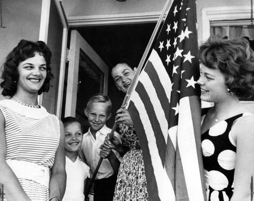 Family given flag by Encino GOP women