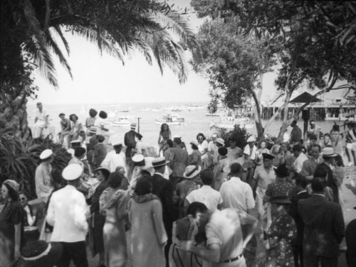 Crowds near the harbor in Avalon