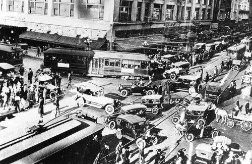 Traffic jam at 7th & Broadway