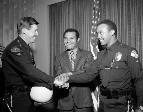 Councilman Billy Mills with LAPD officers