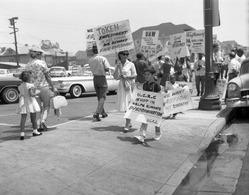 Demonstrators outside the Thriftimart