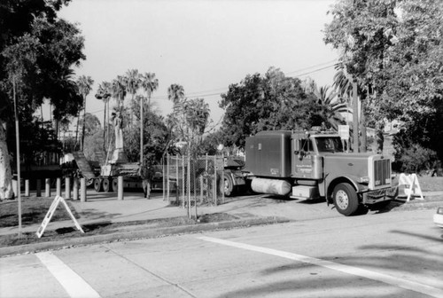 Moving statue to Echo Park, view 3