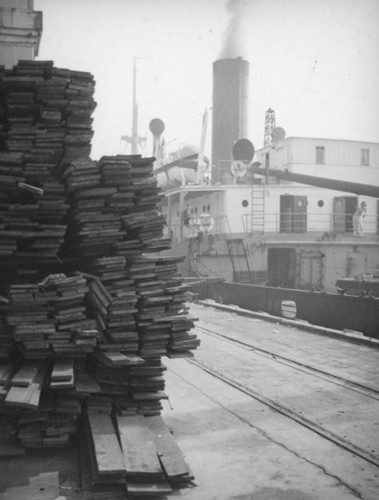 Planks and passenger ship at L. A. Harbor