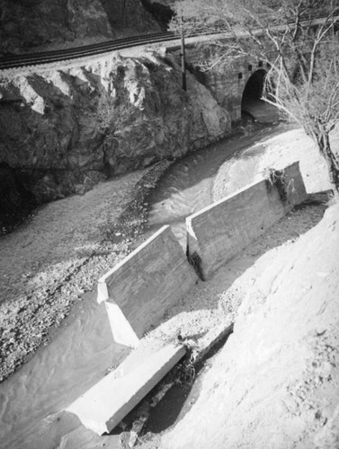 Train tracks and flood damage in the Cajon Pass