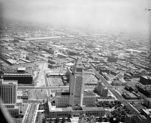 Civic Center neighborhood, Los Angeles, looking southeast