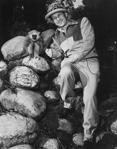 Clyde Beatty and monkey