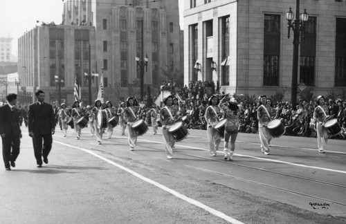 Mei Wah Drum Corps in parade