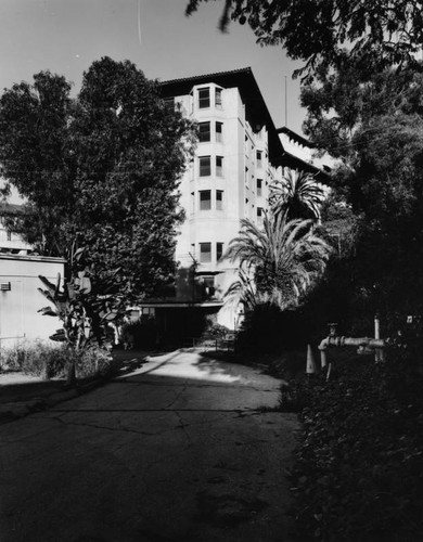 Ambassador Hotel grounds, south wing, facing east