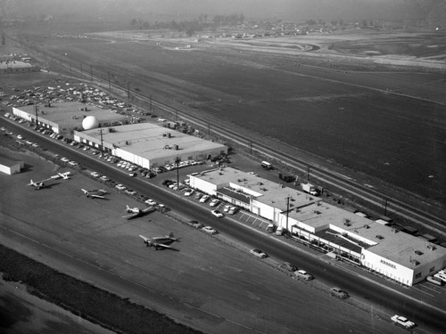 Hughes Aircraft, Fullerton Airport, and Superior Fireplace Co.; looking northwest