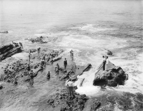 Bathing in tide pools at Laguna Beach