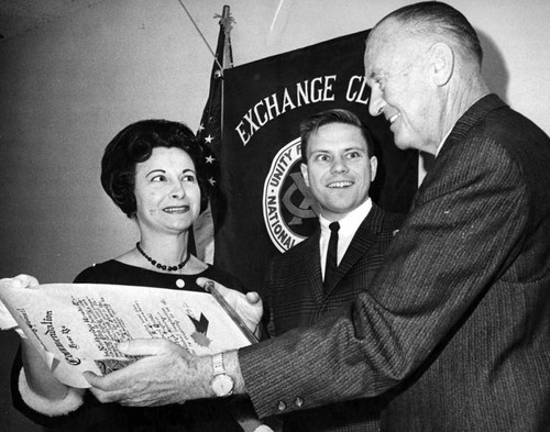 Exchange Club presented scroll