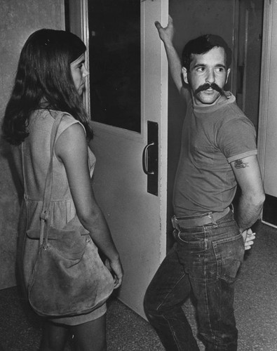 Manson followers Danny DeCarlo and Ruth Ann Moorehouse in the Hall of Justice