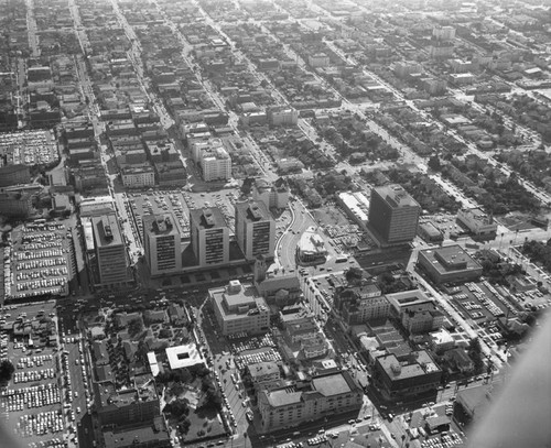 IBM and Tishman Buildings, Wilshire Blvd., looking south