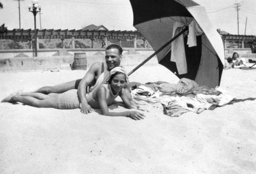 Couple at Santa Monica beach