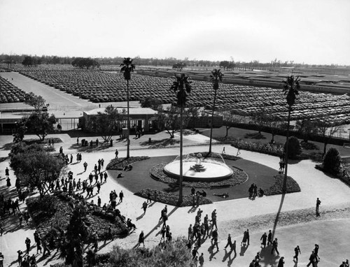 Santa Anita Racetrack entrance and parking lot