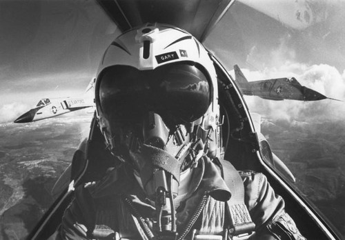 Fighter pilot in flight suit