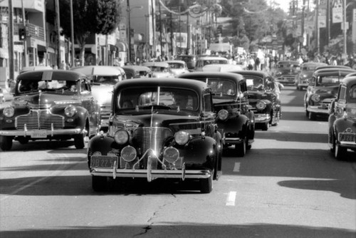 Old-timer cars at Echo Park Christmas Parade