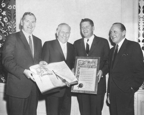 Patrick McGee, Warren Dorn, Goodwin Knight, and Jack Benny