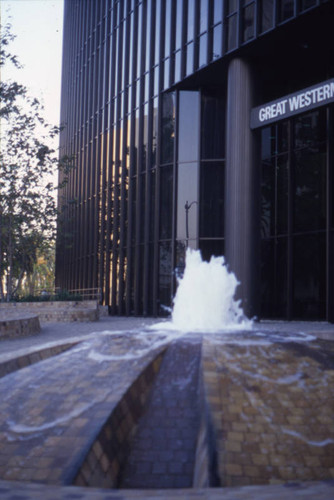 Fountain outside Great Western Savings branch