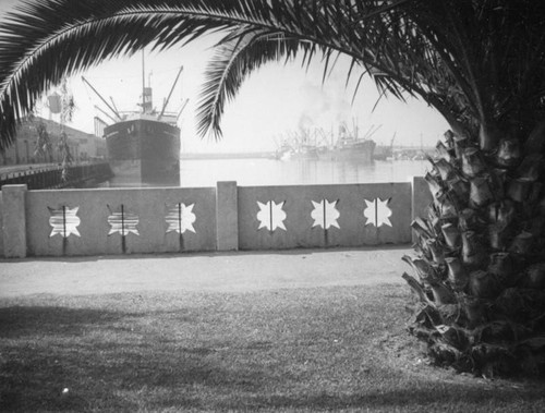 L. A. Harbor, steamships and decorative wall