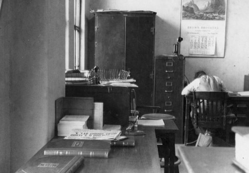 Interior view of an office, L.A. City Jail