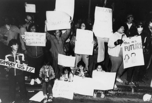 Protesters against aerial spraying