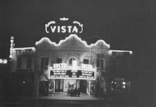 Vista Theatre at night