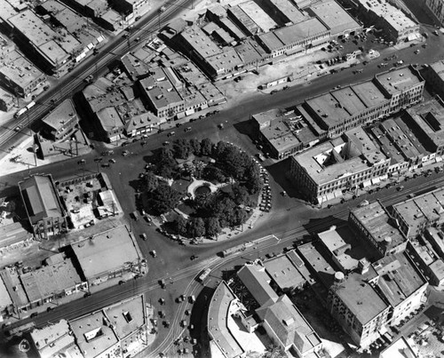 Aerial view of the Los Angeles Plaza