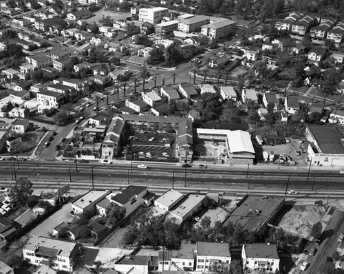 Santa Monica Boulevard and Ramada Drive, West Hollywood, looking north