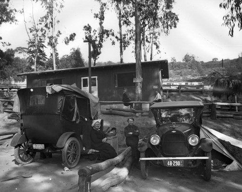 Two campers in Elysian Park campsite