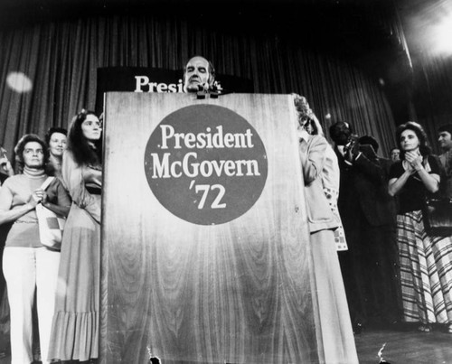 George McGovern at campaign meeting