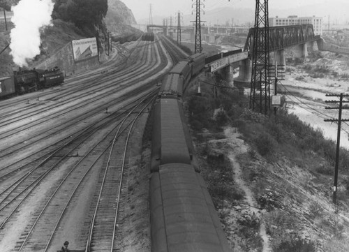 Railroad tracks and trains, 1939