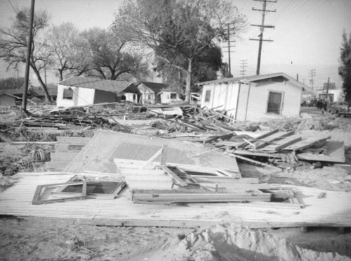 San Bernardino flood damage, pile of rubble