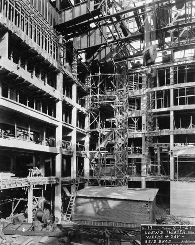 Loew's State Theatre construction interior