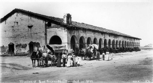 Early families in front of San Fernando Rey de Espan~a Mission