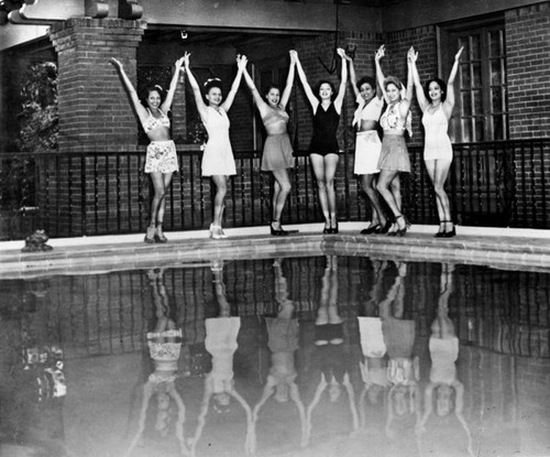 Beauties around a pool