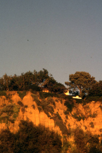 Villa on a cliff towering above Pacific Coast Highway, Santa Monica