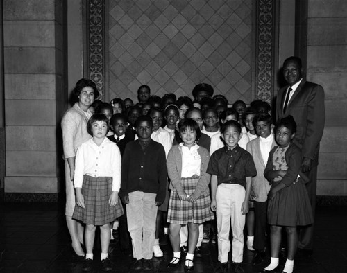 Councilmembers Wyman and Bradley with children at City Hall