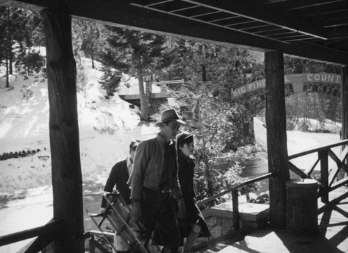 Swartout Valley Lodge porch and Big Pines Recreation Camp bridge