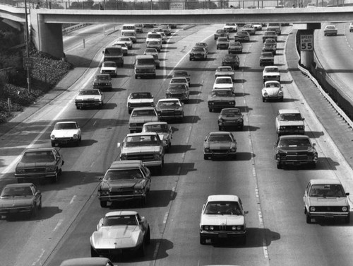 Heavy traffic on Harbor Freeway