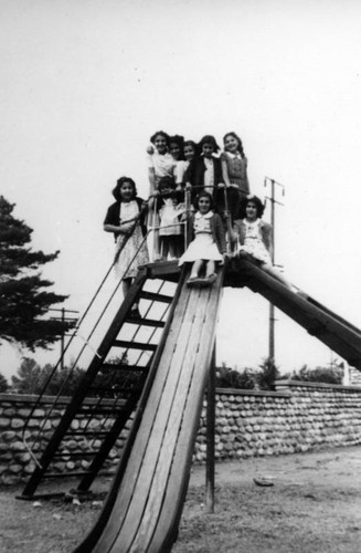 Girls on slide