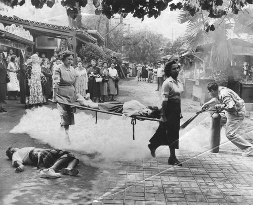 Realistic air raid drill on Olvera Street