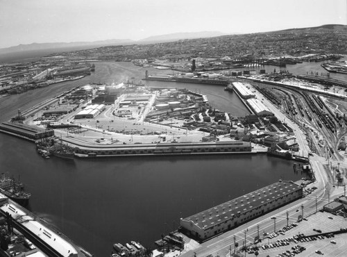 Los Angeles Harbor and Terminal Island, looking southwest