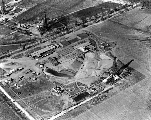 View of brick company buildings