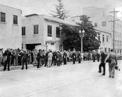 Workers across the street from Columbia pictures