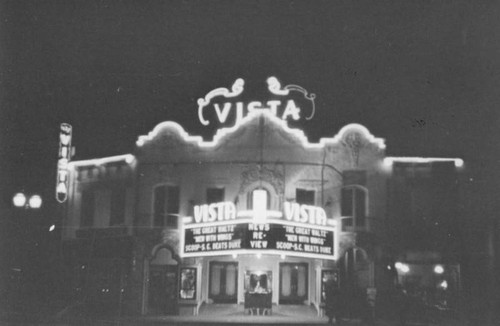 Vista Theatre at night