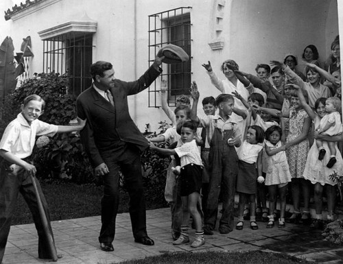 Babe Ruth at children's clinic