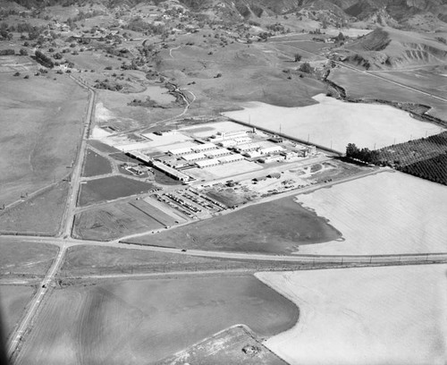 Union Oil Company Research Center, looking northeast, with Imperial Highway and Valencia Avenue