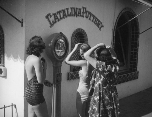 Bathing beauties and Catalina Pottery, Avalon