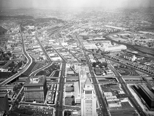 Civic Center neighborhood, Los Angeles, looking northeast